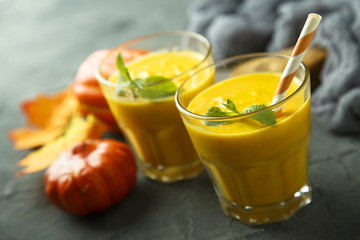Healthy pumpkin and spices drink