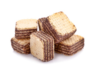 wafer chocolate dessert on white background