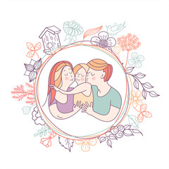 Family day. Happy family.  Vector illustration.