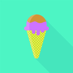 Flat icon of ice cream. Vector illustration.