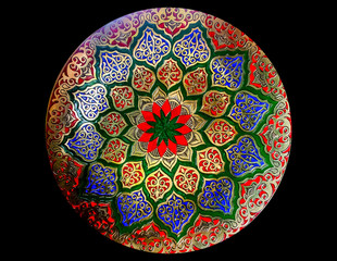 Colofull handcrafted golden plate