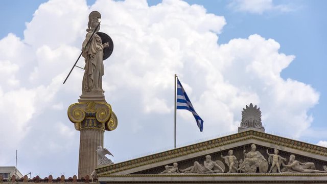 4K Greek Goddess Athena statue timelapse, Greece