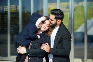 Parents father, mother and their daughter