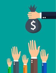 businessman holding money bag vector