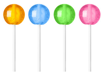 Lollipop different colors recolored isolated on white background