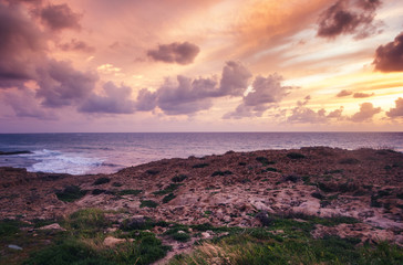 Beautiful cloudscape over the sea, sunrise and sunset shot