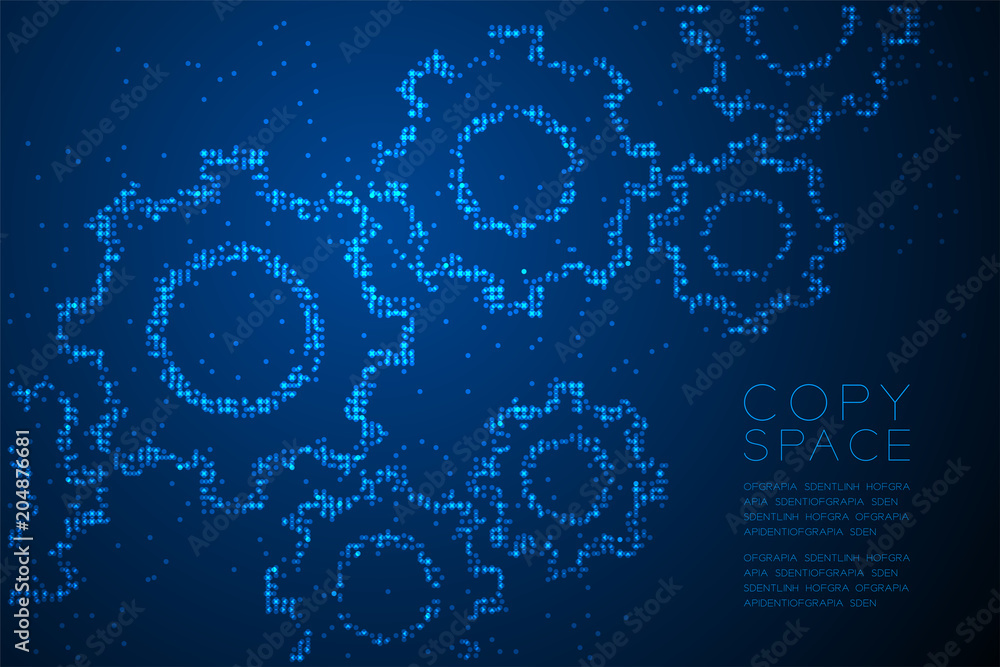 Aufkleber abstract geometric circle dot pattern engineering gear shape, teamwork system concept design blue co