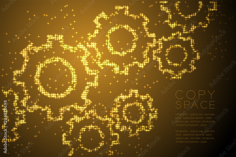 Aufkleber abstract shiny star pattern engineering gear shape, teamwork system concept design gold color illust