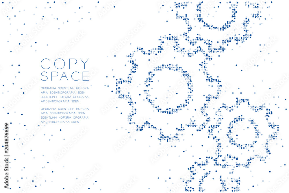 Poster abstract geometric circle dot pattern engineering gear shape, teamwork system concept design blue co