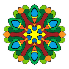Mandala for color book. Illustration for scrapbook. Color pattern in the circle. Colorful picture for printing.