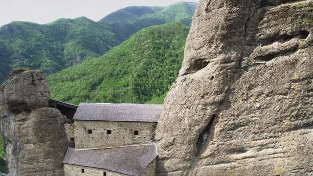 Aerial view of Castello della Pietra - XI century - in Italy