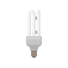 Colorful flat vector icon of double tube fluorescent lamp. Energy-saving light bulb. Element for packaging