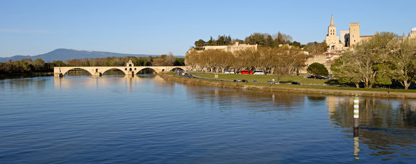 Panorama von Avignon Papstpalast, alte Brücke und Rhone