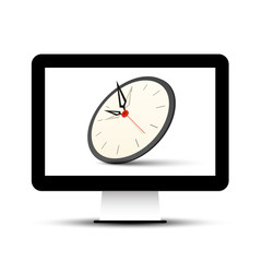 Clock on Computer Screen Vector Icon