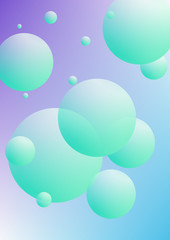 Fluid poster with round shapes. Gradient circles on holographic background. Modern hipster template for placards, covers, banners, flyers, presentations, annual. Minimal fluid poster in neon colors.