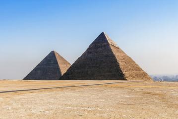 Fototapeta na wymiar Cairo, Egypt, 20 February 2008: Al Haram, Giza Governorate, Pyramid