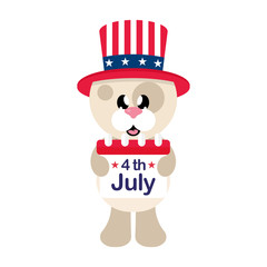 4 july cartoon cute dog in hat with calendar