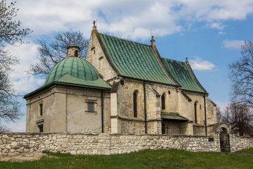 Fototapeta na wymiar Church of St. Lawrence in Goryslawice, Swietokrzyskie, Poland