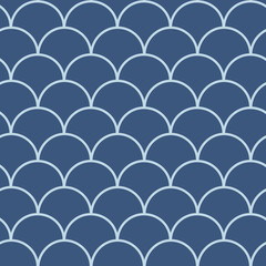Obraz premium Fish scale seamless pattern. Reptile, dragon skin texture. Tillable background for your fabric, textile design, wrapping paper, swimwear or wallpaper. Blue mermaid tail with fish scale underwater.