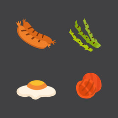 Barbecue icons set. Grill food, bbq, roast, steak cartoon vector illustration.