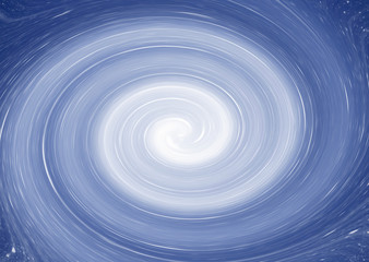 Abstract blue background consisting of moving stars in a circle to the center.