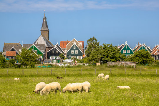 Traditional dutch Village with colorful wooden houses