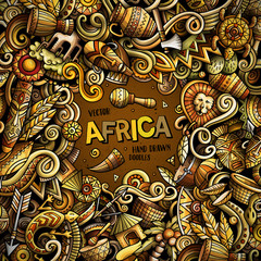 Cartoon vector doodles Africa frame