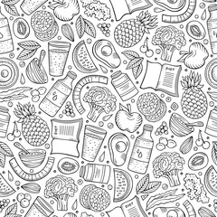 Cartoon hand-drawn Diet food seamless pattern