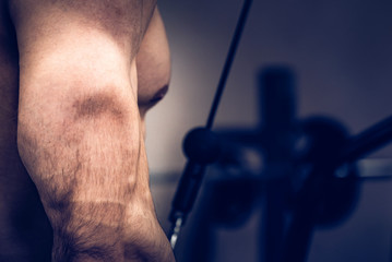 Close up of sports man's triceps