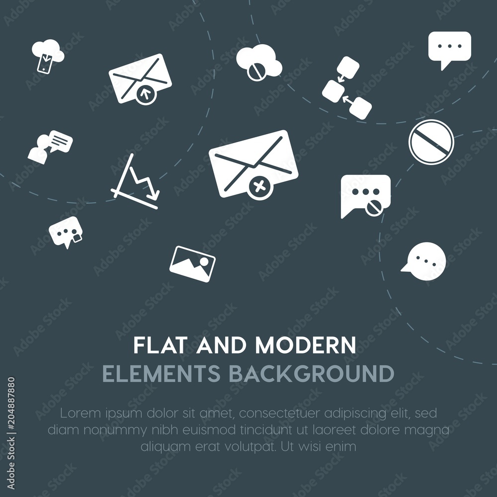 Aufkleber cloud and networking, charts, chat and messenger, email fill vector icons and elements background co