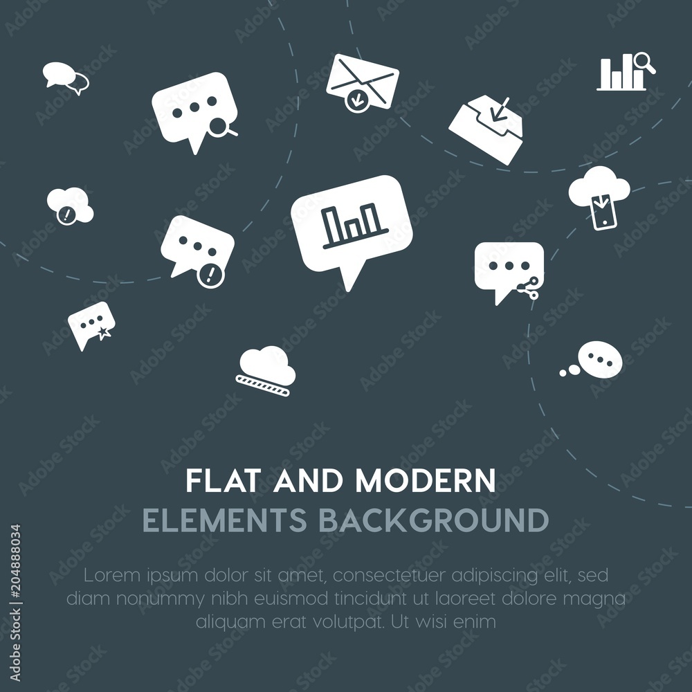 Aufkleber cloud and networking, charts, chat and messenger, email fill vector icons and elements background co