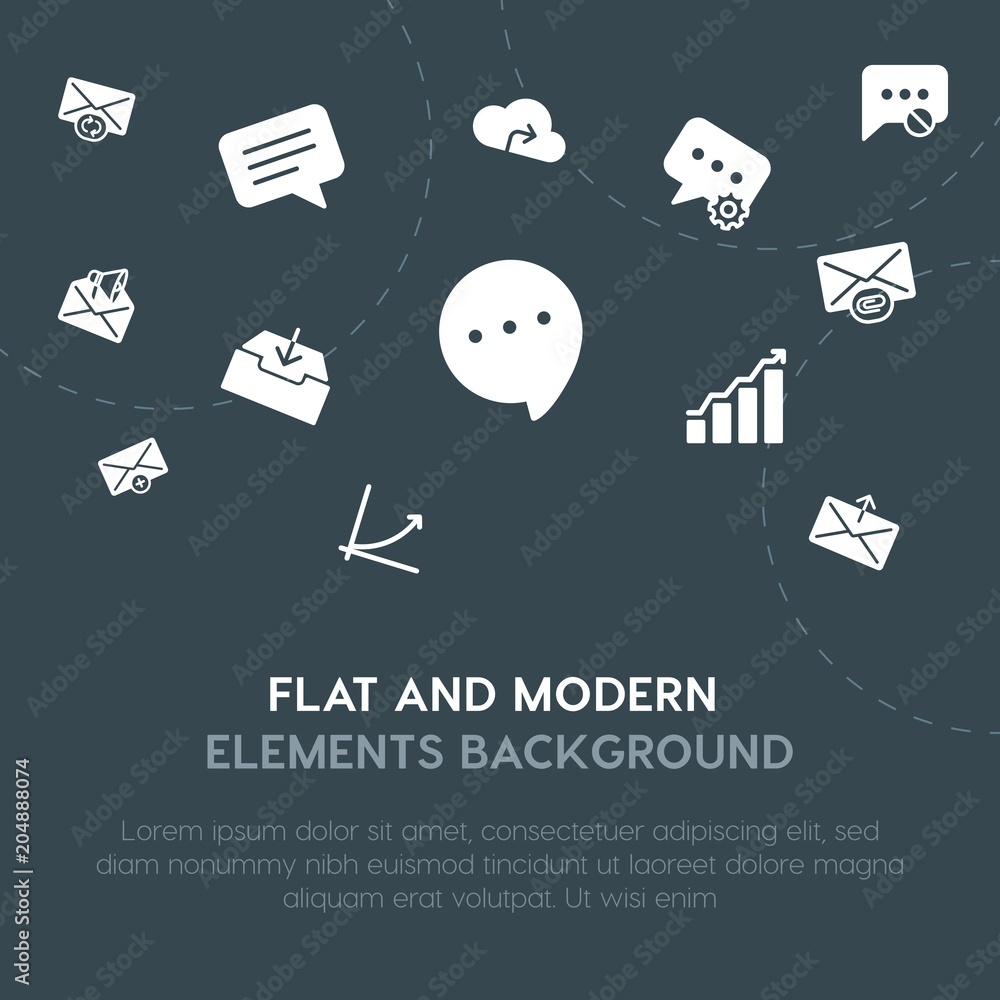 Aufkleber cloud and networking, charts, chat and messenger, email fill vector icons and elements background co