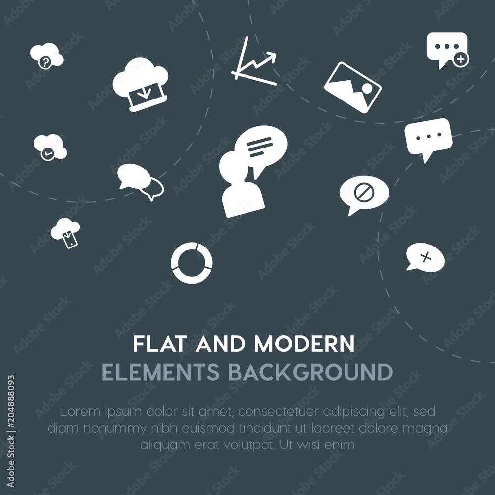 Aufkleber cloud and networking, charts, chat and messenger, email fill vector icons and elements background co