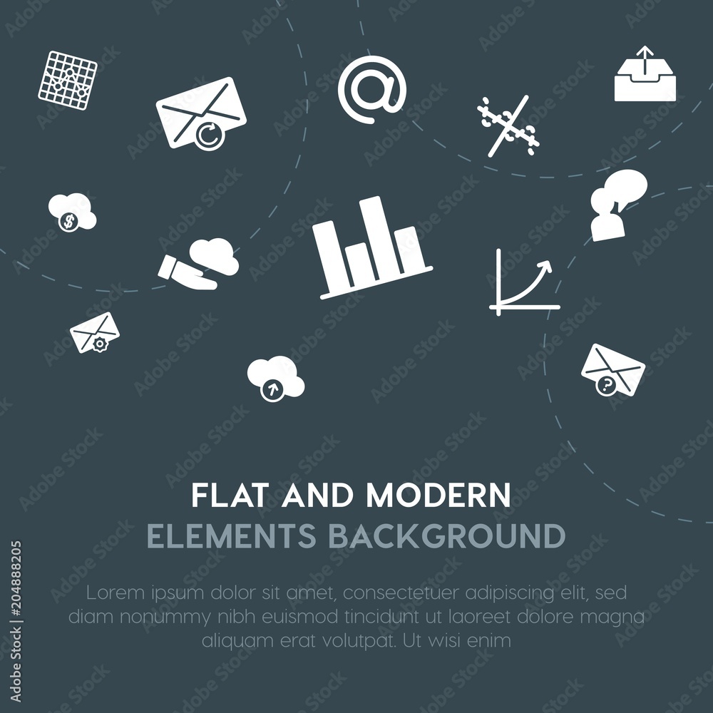 Aufkleber cloud and networking, charts, chat and messenger, email fill vector icons and elements background co