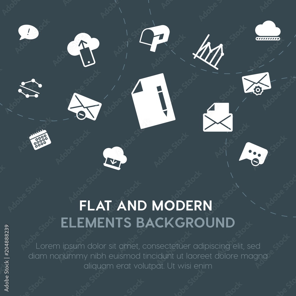 Aufkleber cloud and networking, charts, chat and messenger, email fill vector icons and elements background co
