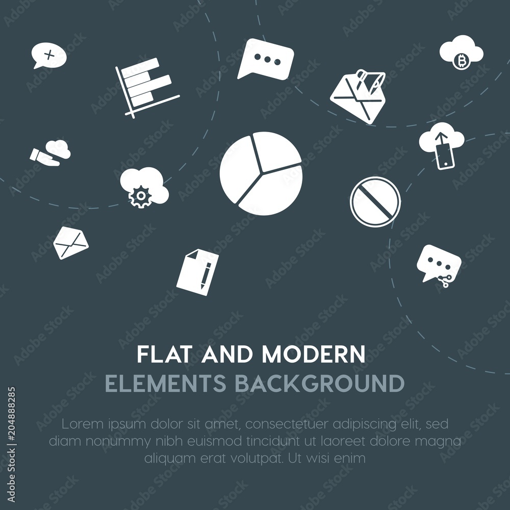 Aufkleber cloud and networking, charts, chat and messenger, email fill vector icons and elements background co