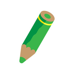 Flat colorful illustration of a green pencil. Vector isolated object.