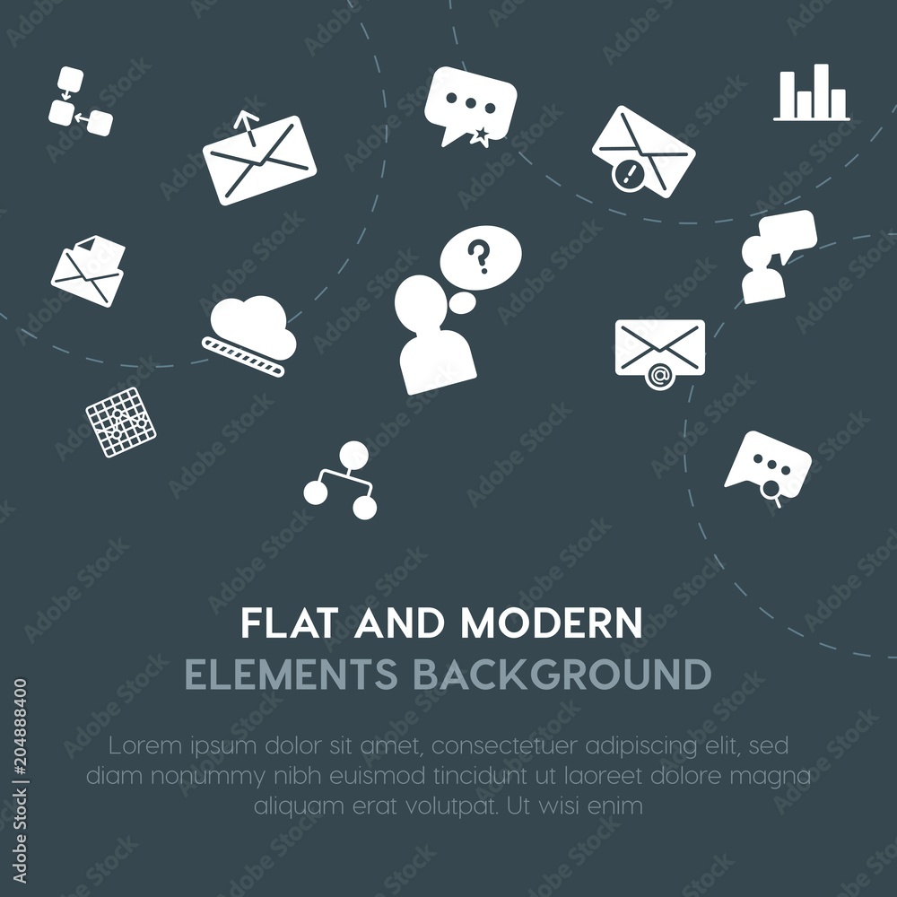 Aufkleber cloud and networking, charts, chat and messenger, email fill vector icons and elements background co