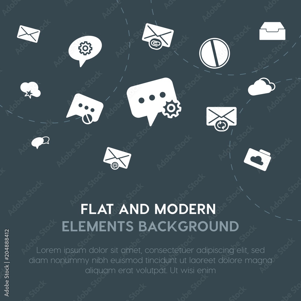 Aufkleber cloud and networking, charts, chat and messenger, email fill vector icons and elements background co