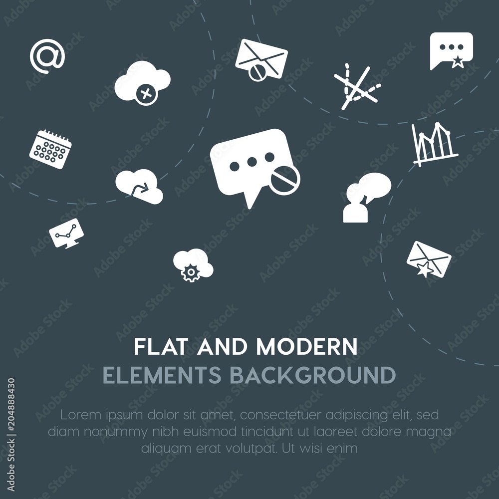 Aufkleber cloud and networking, charts, chat and messenger, email fill vector icons and elements background co