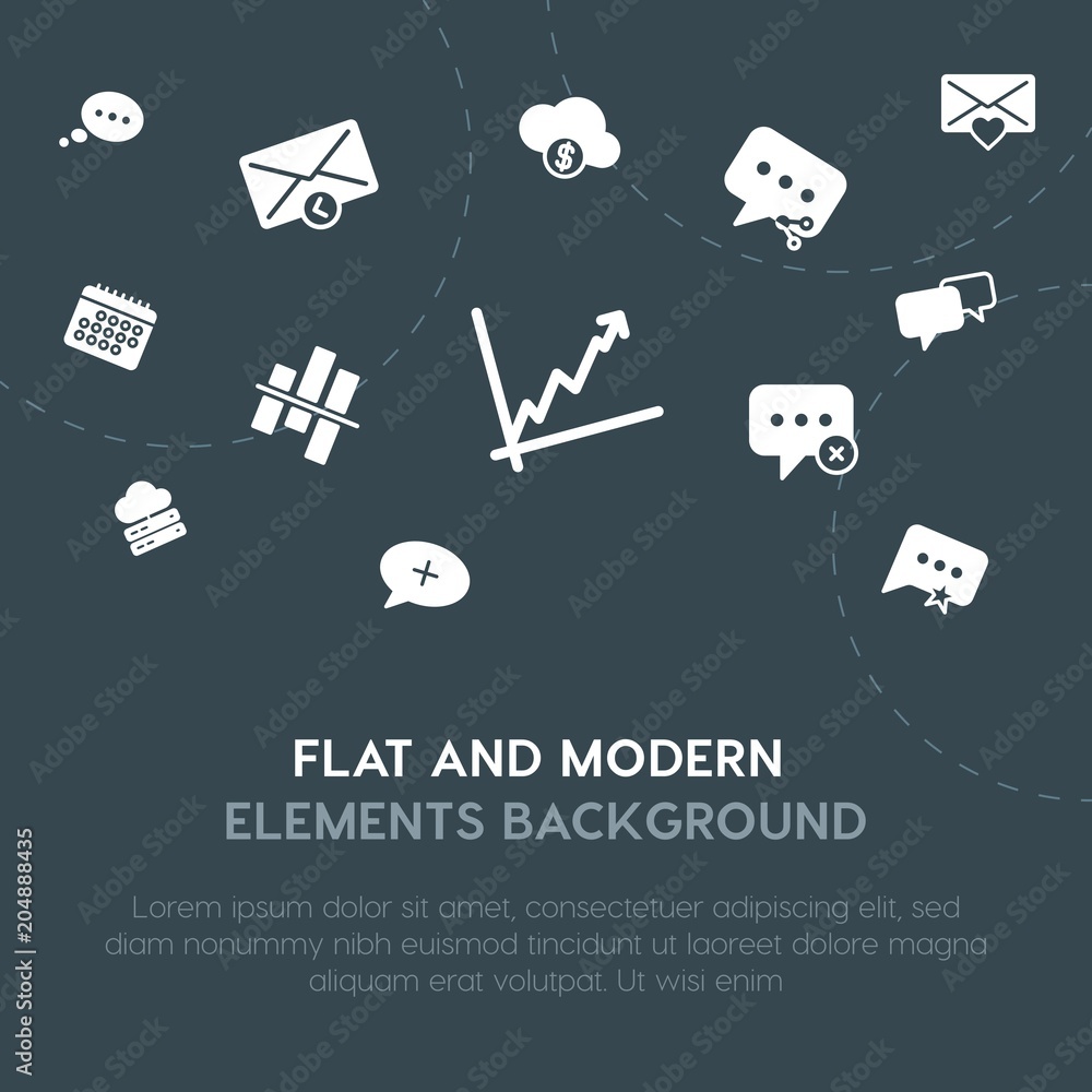Aufkleber cloud and networking, charts, chat and messenger, email fill vector icons and elements background co