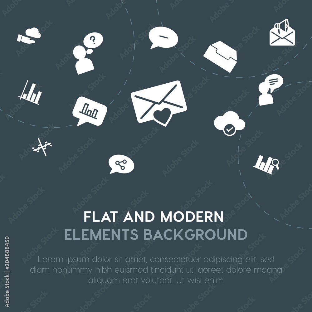 Aufkleber cloud and networking, charts, chat and messenger, email fill vector icons and elements background co