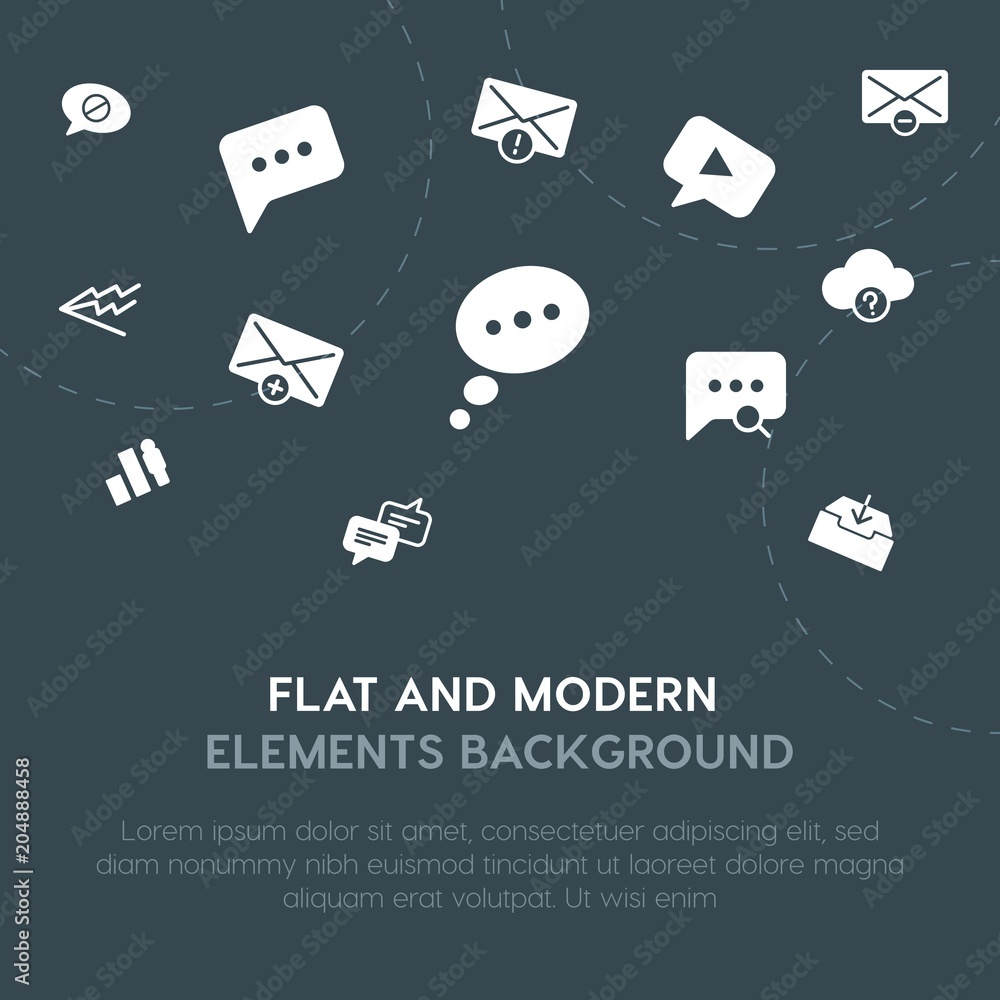 Aufkleber cloud and networking, charts, chat and messenger, email fill vector icons and elements background co