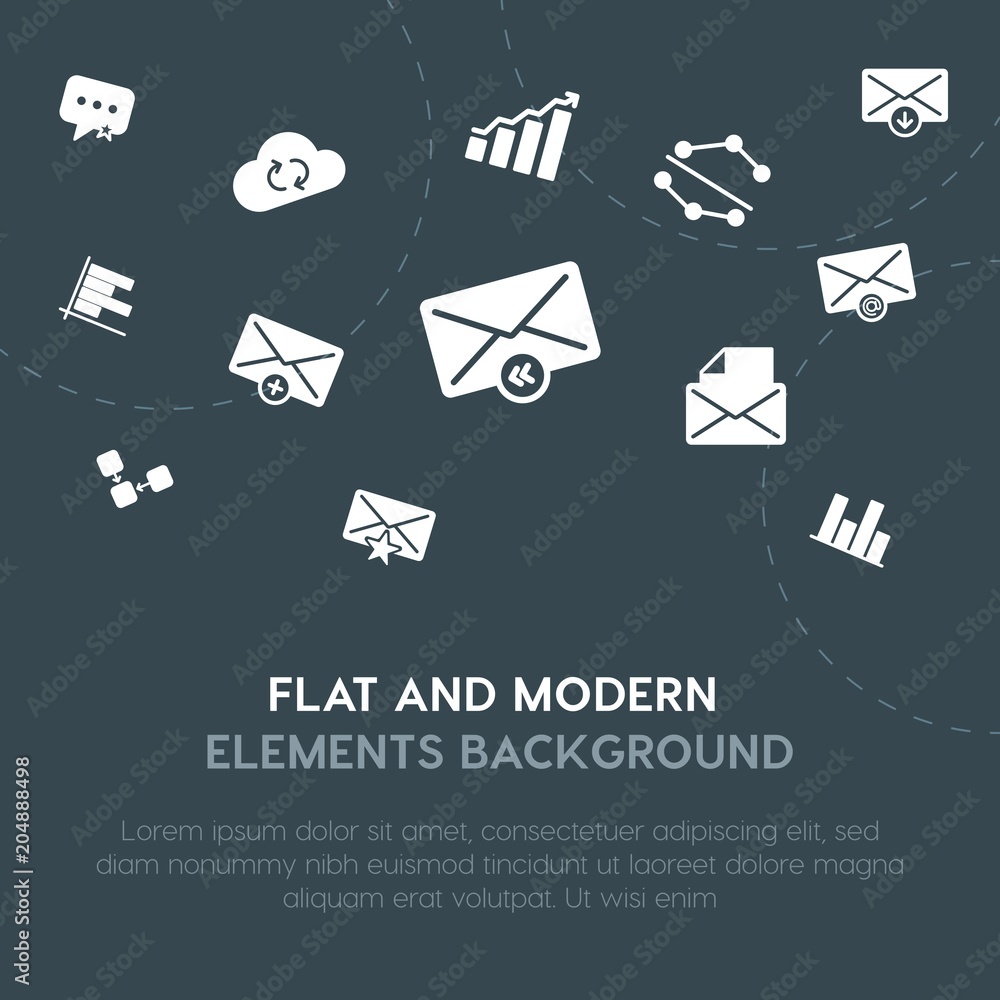 Aufkleber cloud and networking, charts, chat and messenger, email fill vector icons and elements background co