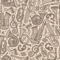 Cartoon hand-drawn Classic music seamless pattern