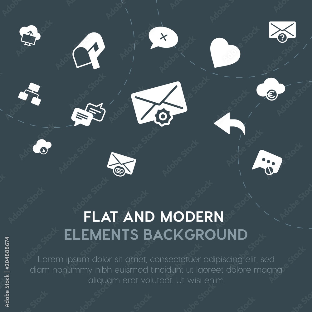 Aufkleber cloud and networking, charts, chat and messenger, email fill vector icons and elements background co