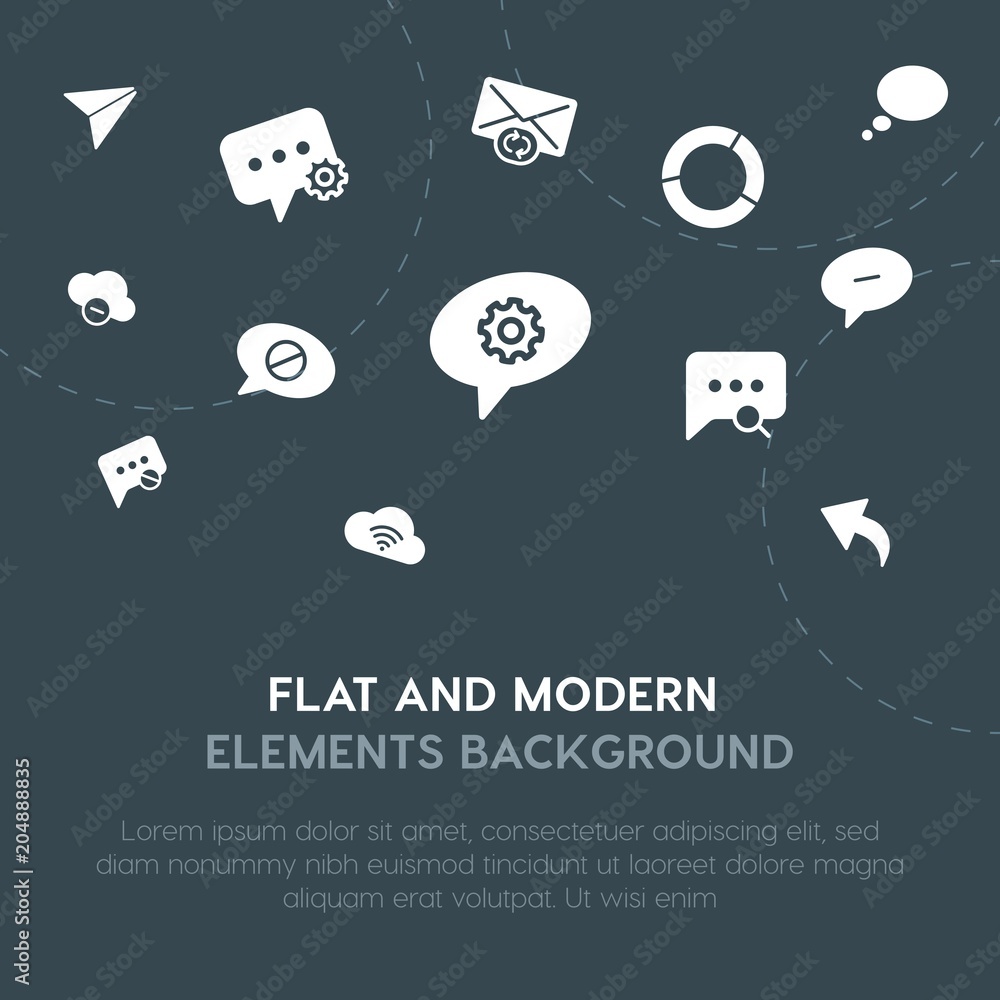 Aufkleber cloud and networking, charts, chat and messenger, email fill vector icons and elements background co