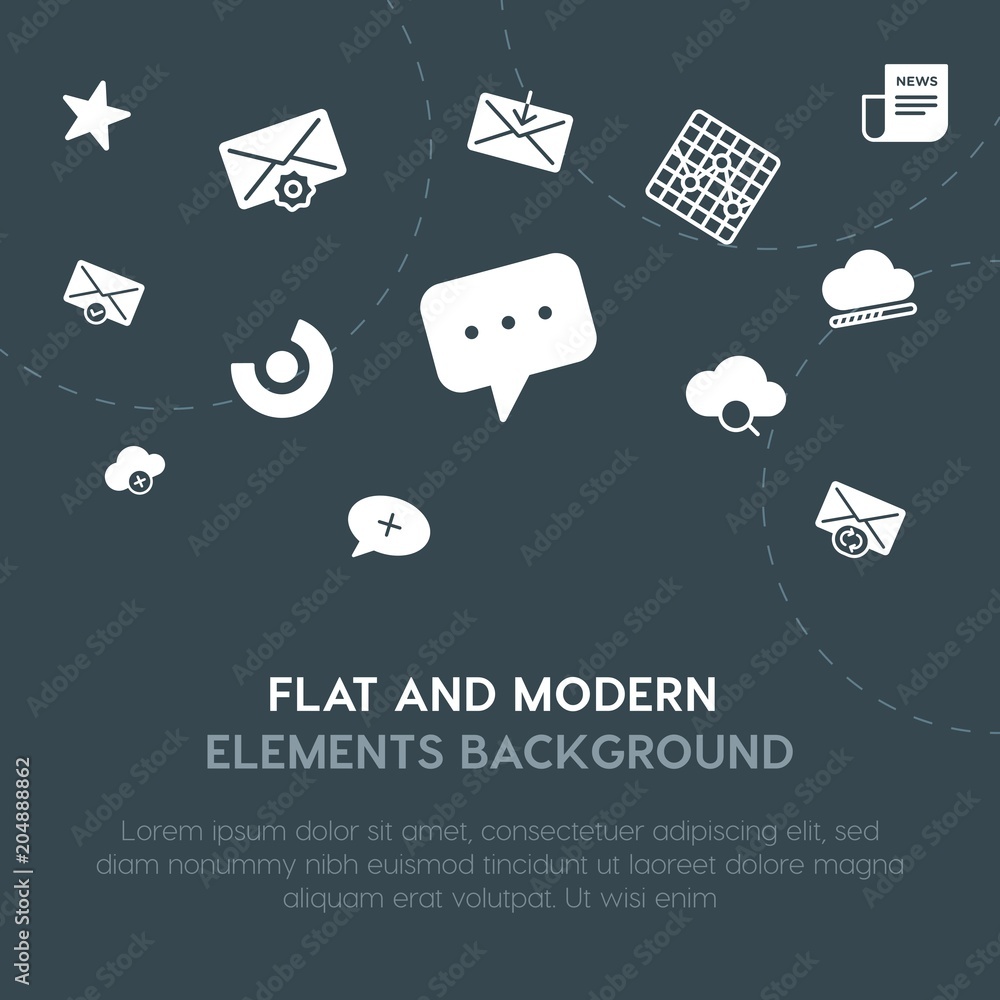 Aufkleber cloud and networking, charts, chat and messenger, email fill vector icons and elements background co