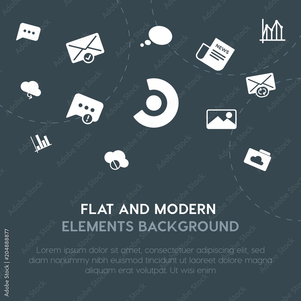 Aufkleber cloud and networking, charts, chat and messenger, email fill vector icons and elements background co