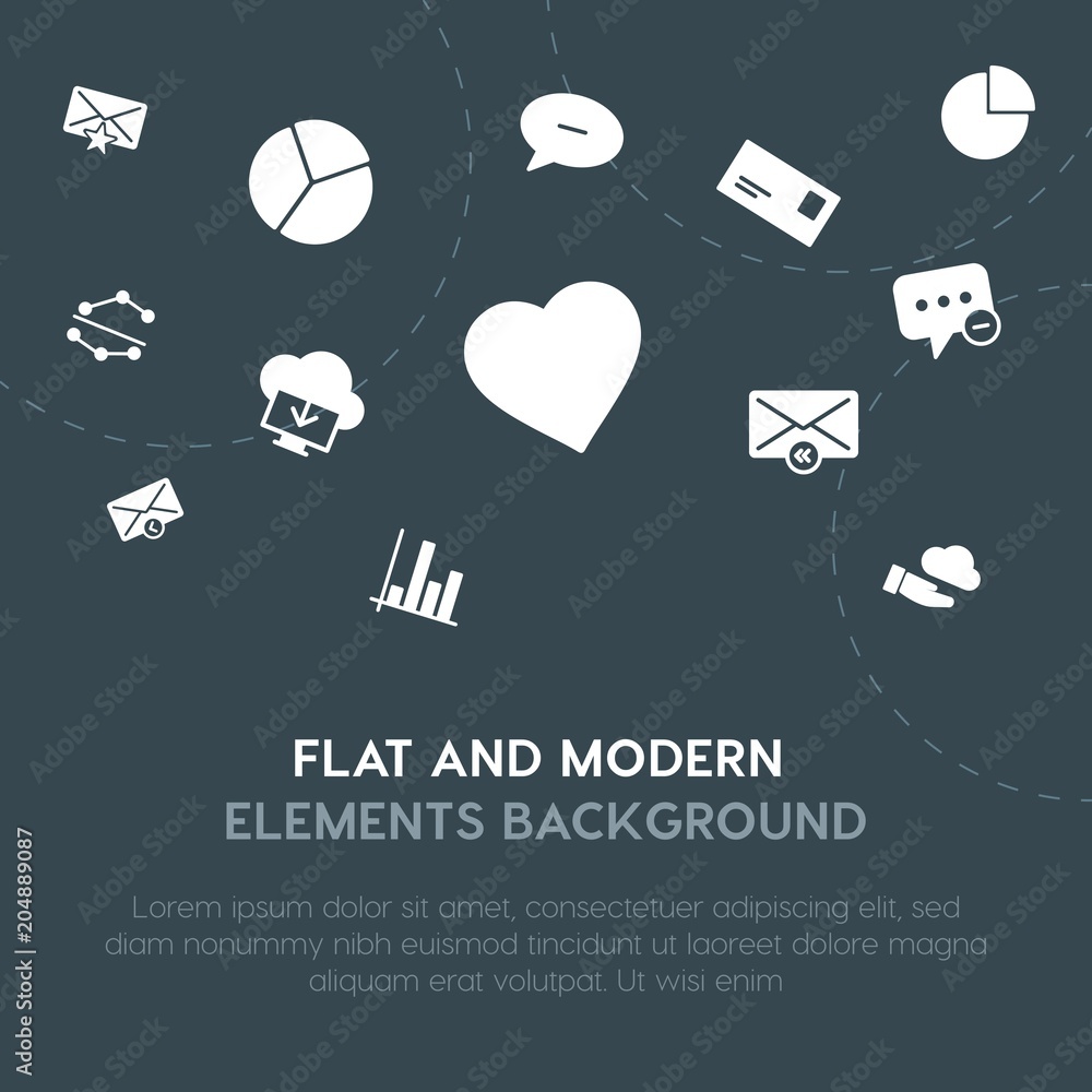 Aufkleber cloud and networking, charts, chat and messenger, email fill vector icons and elements background co